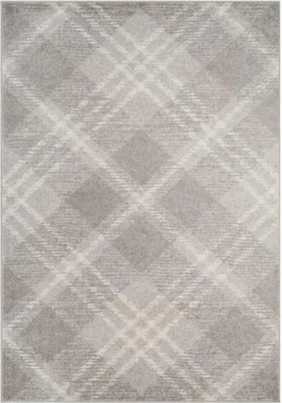 Adirondack Contemporary Light Grey / Ivory 6' X 6' Round Powerloomed Rug