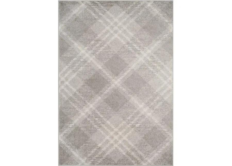 Adirondack Contemporary Light Grey / Ivory 6' X 6' Round Powerloomed Rug