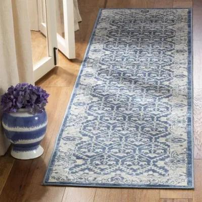 Brentwood 869 Navy / Light Grey 2' X 12' Runner Powerloomed Rug