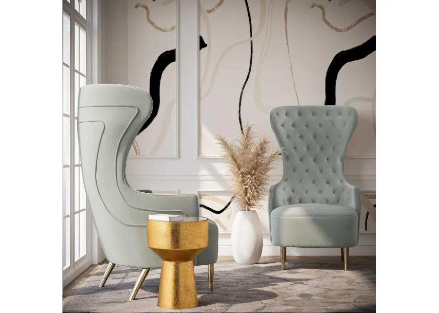 Jezebel Grey Velvet Wingback Chair