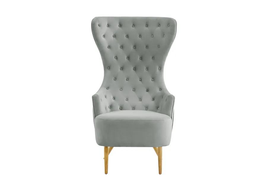 Jezebel Grey Velvet Wingback Chair