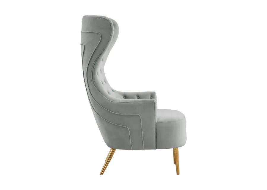 Jezebel Grey Velvet Wingback Chair