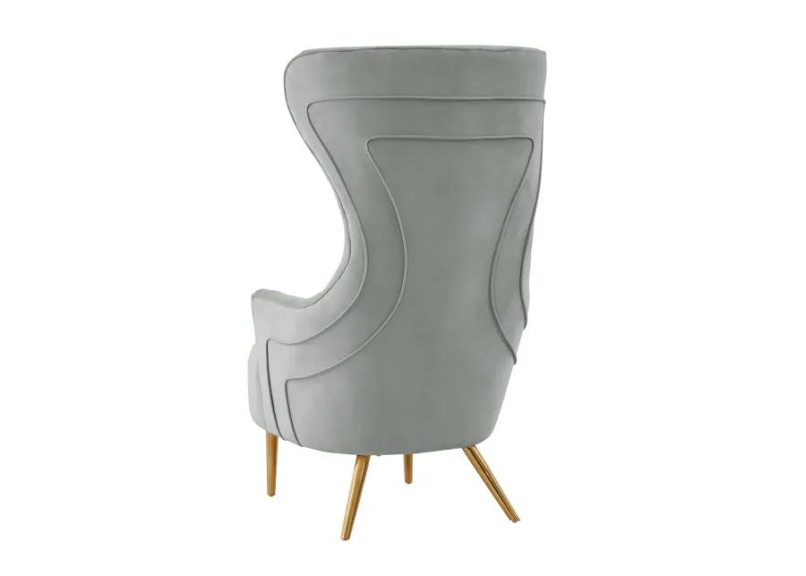 Jezebel Grey Velvet Wingback Chair