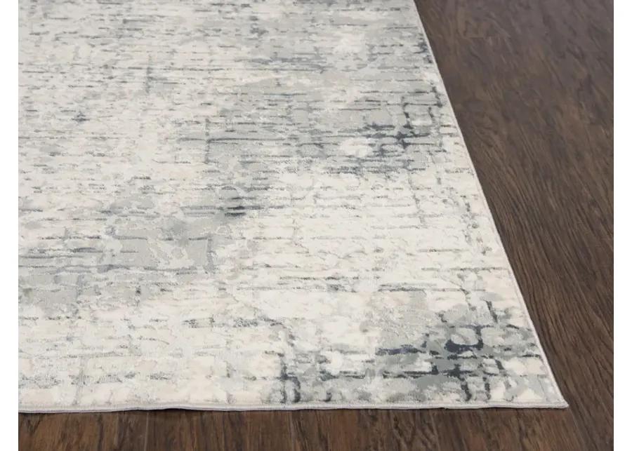 Chelsea Cream/Gray Abstract Polyester 3'11" x 5'6" Rectangle Rug