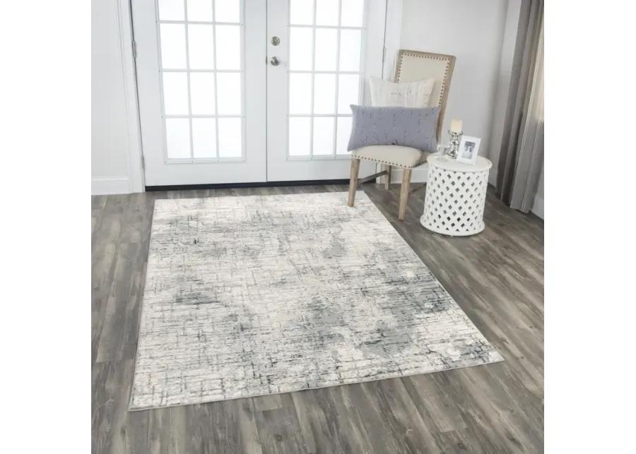 Chelsea Cream/Gray Abstract Polyester 3'11" x 5'6" Rectangle Rug