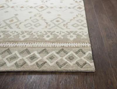 Opulent Natural/Beige Geometric Wool 10' x 13' Rectangle Rug