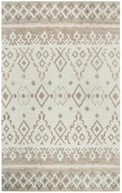 Opulent Natural/Beige Geometric Wool 10' x 13' Rectangle Rug