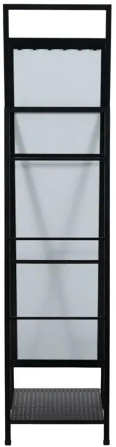 63" Standing Mirror W/ Hooks, Black