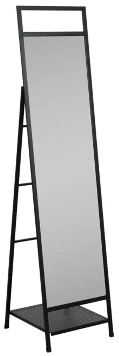 63" Standing Mirror W/ Hooks, Black