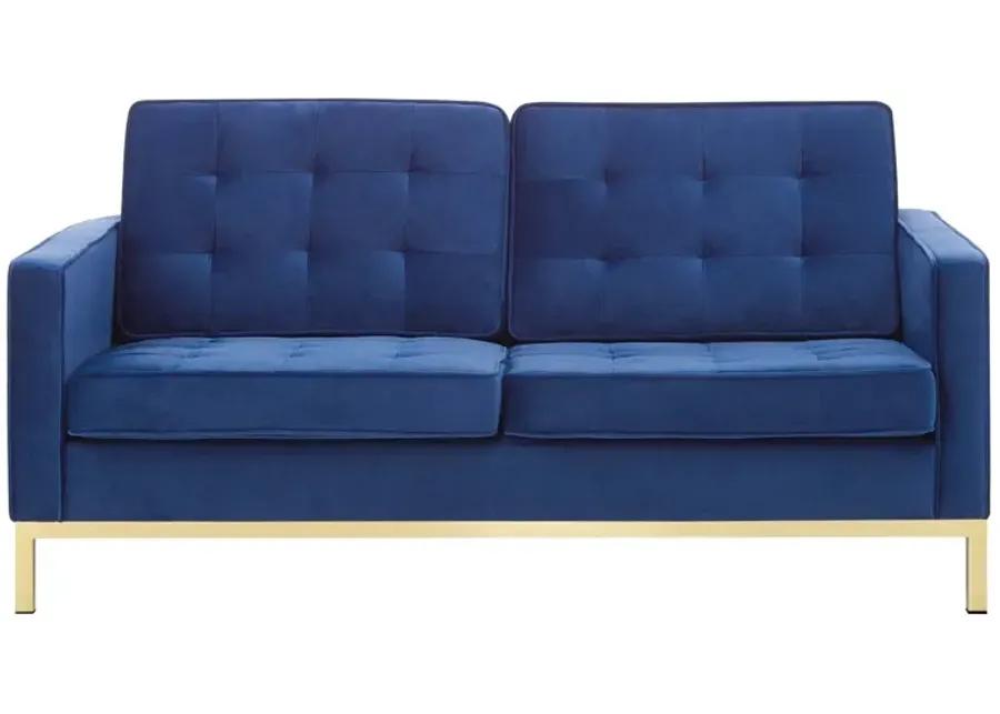 Loft Gold Stainless Steel Leg Performance Velvet Loveseat