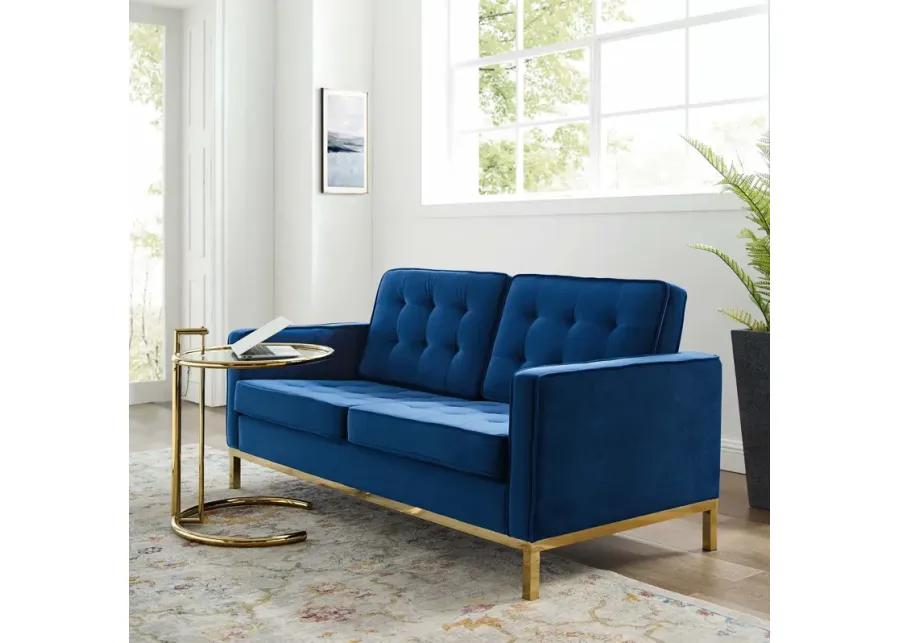 Loft Gold Stainless Steel Leg Performance Velvet Loveseat