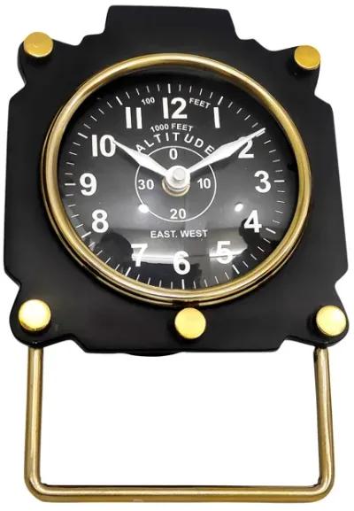 Metal, 5"h Altimeter Table Clock, Black