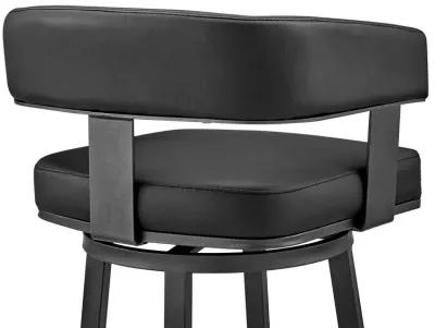 Lorin 26" Counter Height Swivel Bar Stool in Black Finish and Black Faux Leather