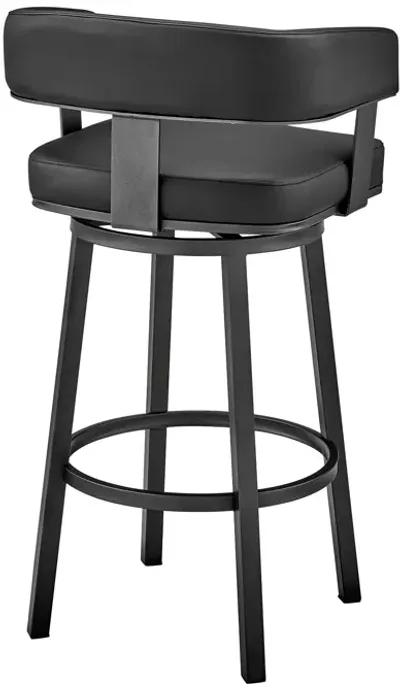 Lorin 26" Counter Height Swivel Bar Stool in Black Finish and Black Faux Leather