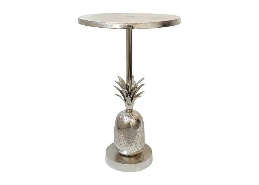 Metal, 15"d/24"h, Silver Pineapple Side Table, Kd