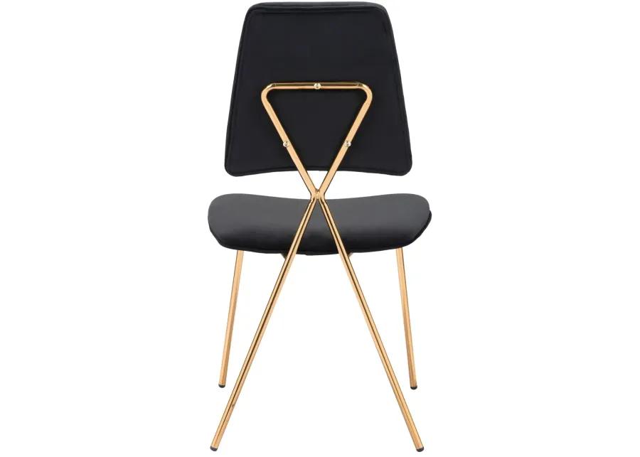 Chloe Dining Chair (Set of 2) Black & Gold