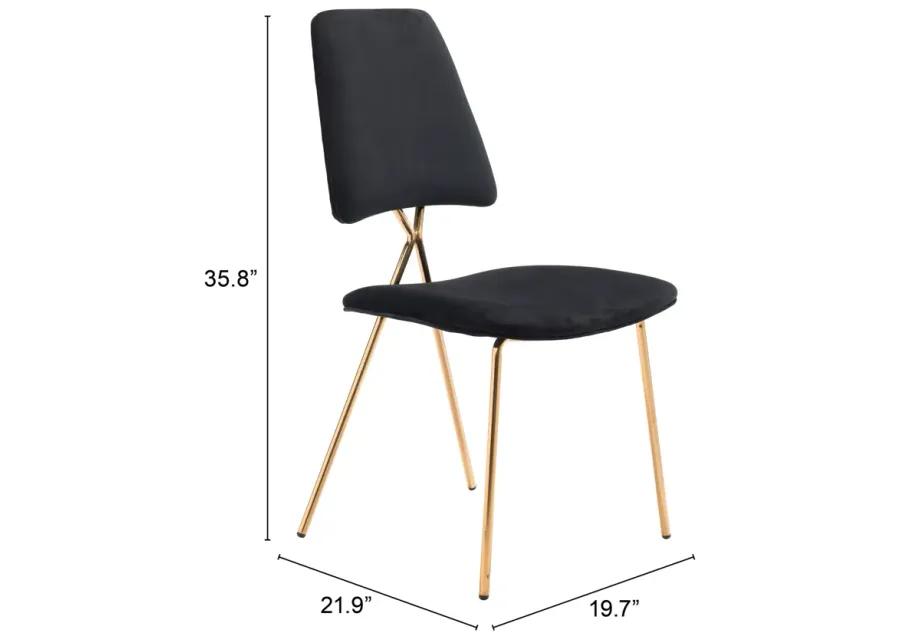 Chloe Dining Chair (Set of 2) Black & Gold