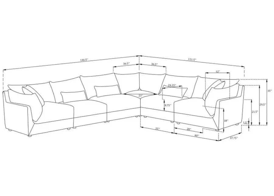 Sasha 6-Piece Upholstered Modular Sectional Barely Black