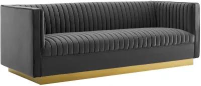 Sanguine Vertical Channel Tufted Performance Velvet Sofa