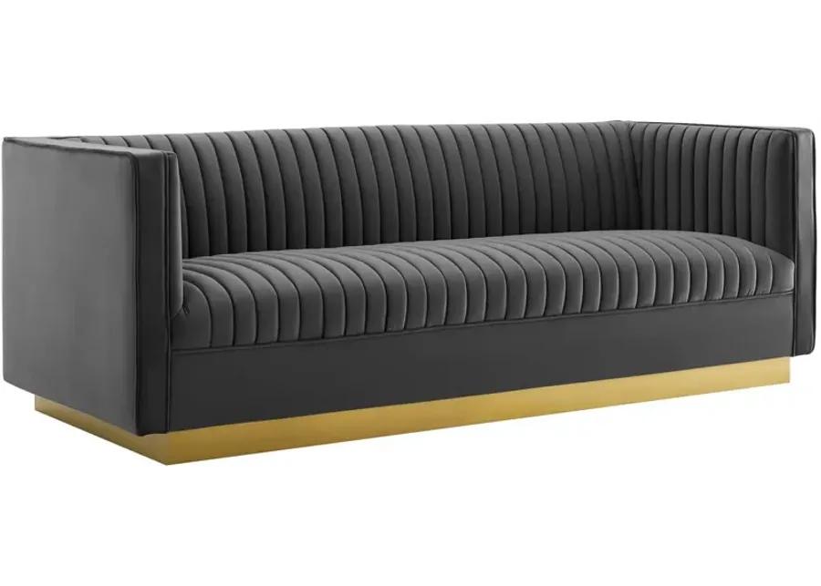 Sanguine Vertical Channel Tufted Performance Velvet Sofa