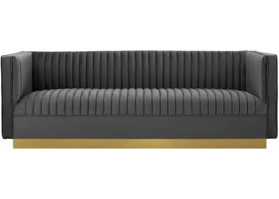 Sanguine Vertical Channel Tufted Performance Velvet Sofa