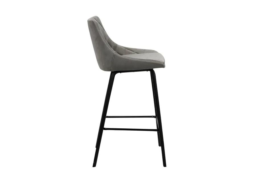 Dani 26" Gray Velvet Barstool in Black Brushed Wood Finish