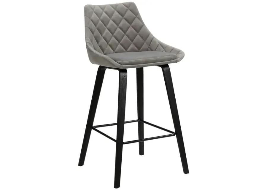 Dani 26" Gray Velvet Barstool in Black Brushed Wood Finish