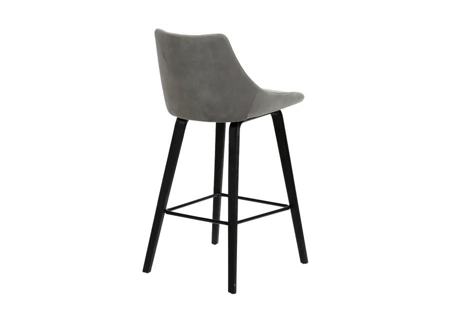 Dani 26" Gray Velvet Barstool in Black Brushed Wood Finish