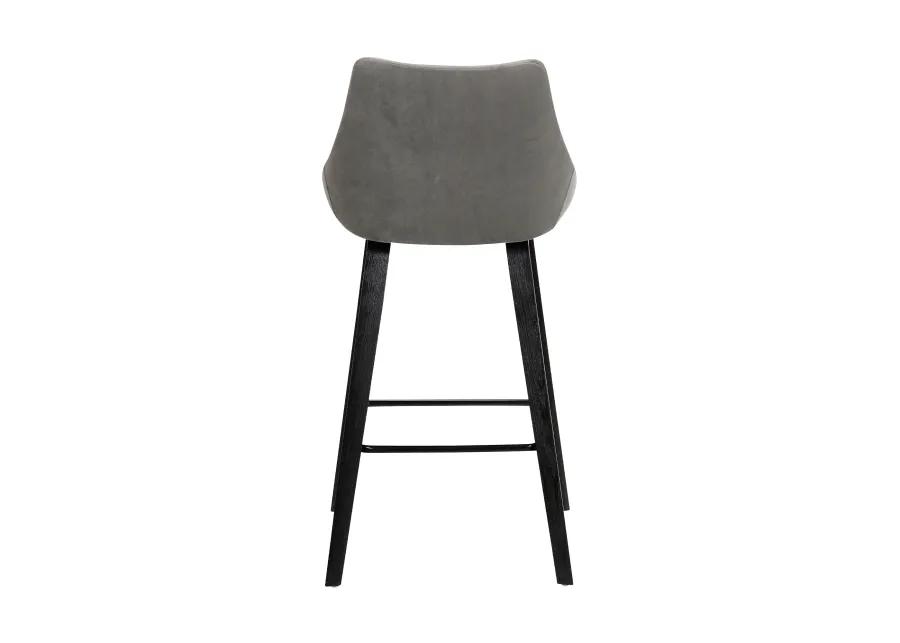 Dani 26" Gray Velvet Barstool in Black Brushed Wood Finish