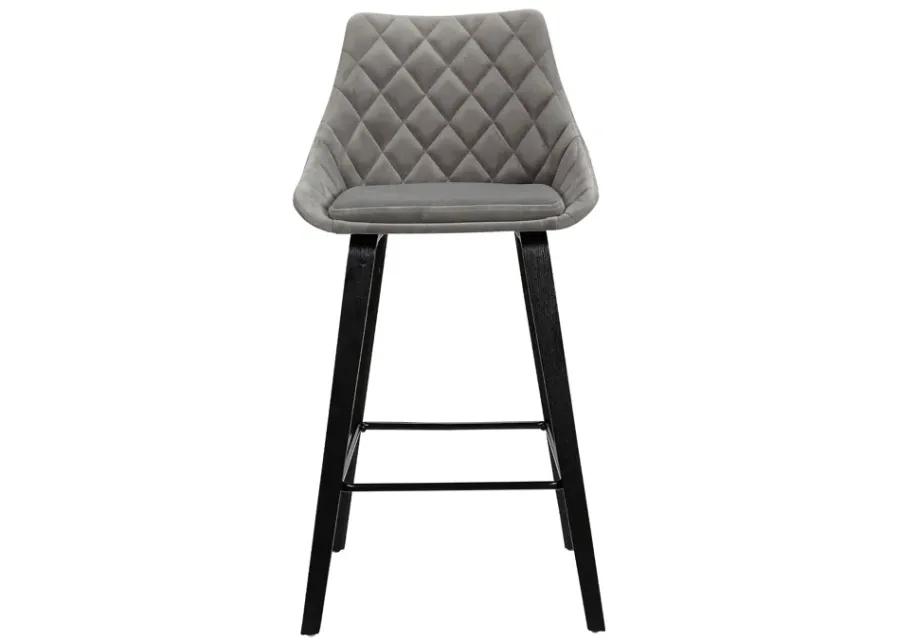 Dani 26" Gray Velvet Barstool in Black Brushed Wood Finish