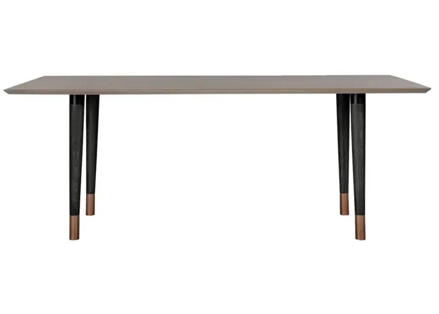 Turin Rustic Oak Wood Dining Table with Copper Tip Legs