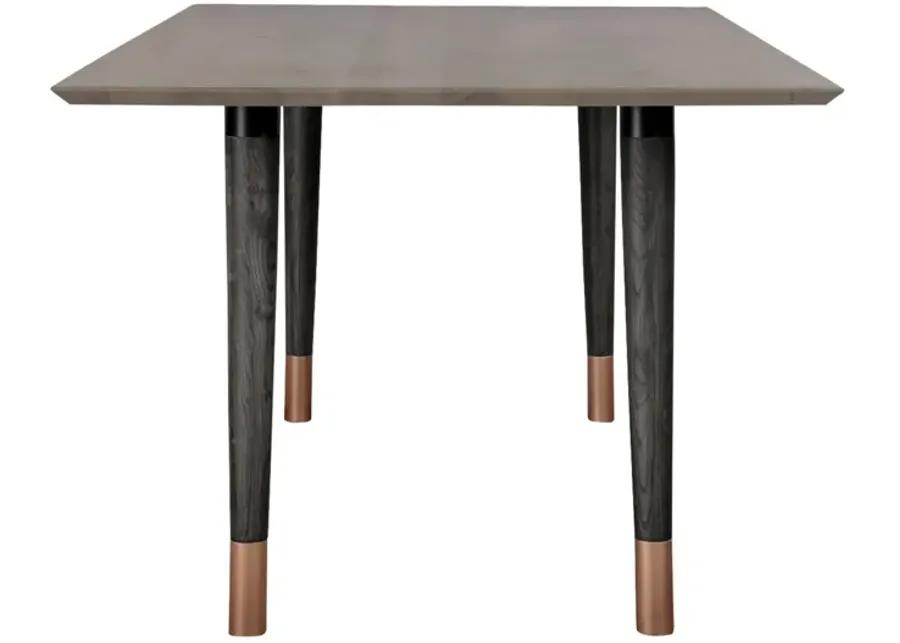 Turin Rustic Oak Wood Dining Table with Copper Tip Legs