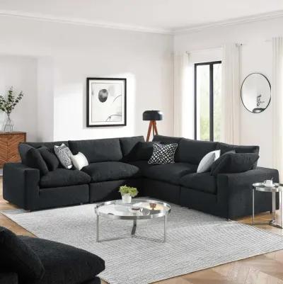 Commix Down Filled Overstuffed Boucle 5-Piece Sectional Sofa