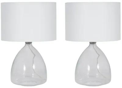 S/2 Glass 18" Table Lamp, Clear - Set of 2