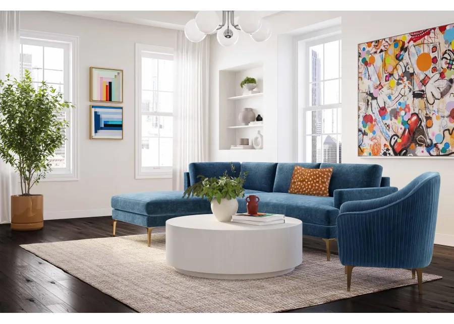 Serena Blue Velvet LAF Chaise Sectional