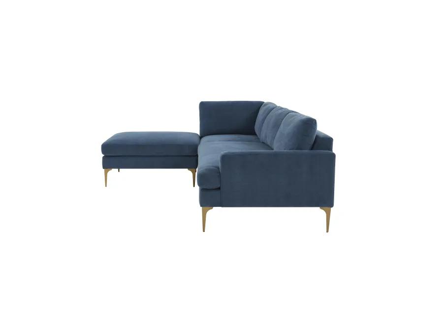 Serena Blue Velvet LAF Chaise Sectional