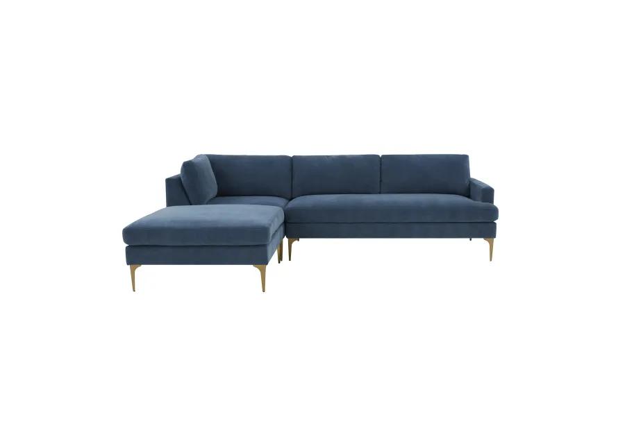 Serena Blue Velvet LAF Chaise Sectional