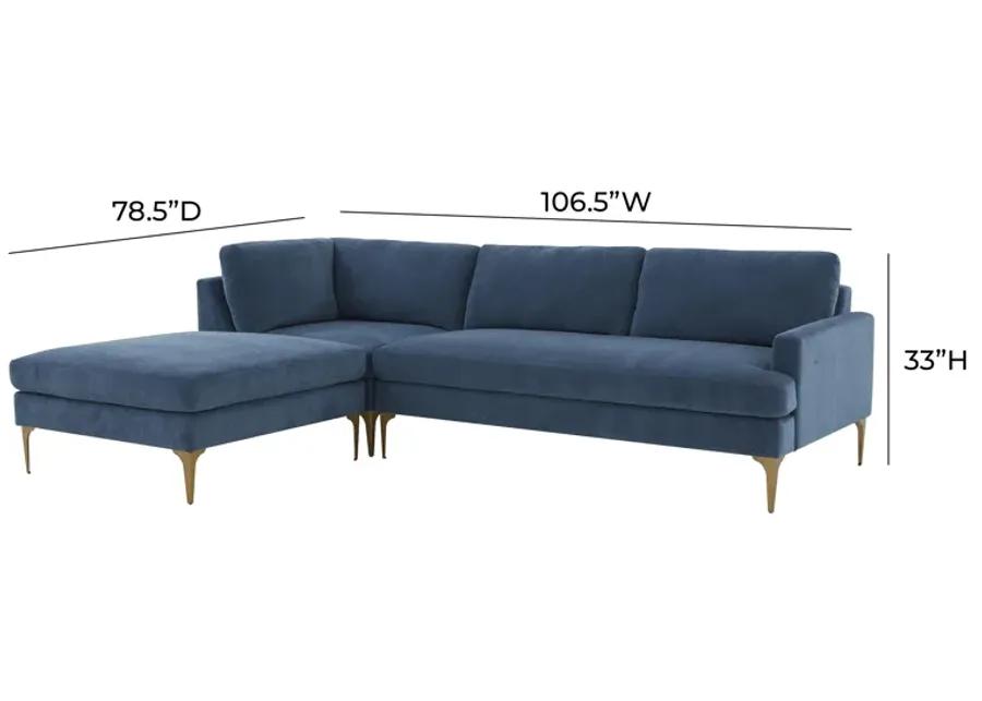 Serena Blue Velvet LAF Chaise Sectional