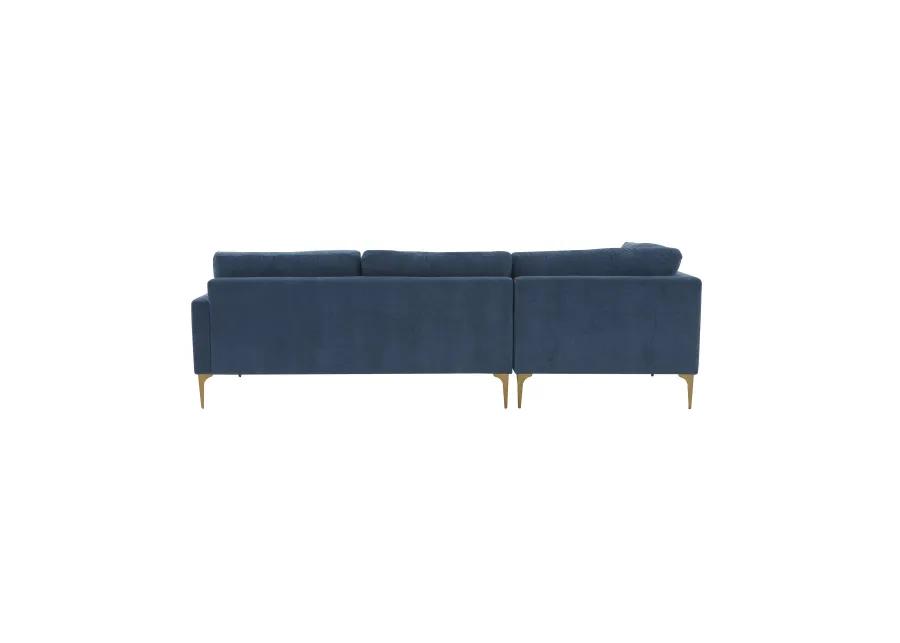 Serena Blue Velvet LAF Chaise Sectional