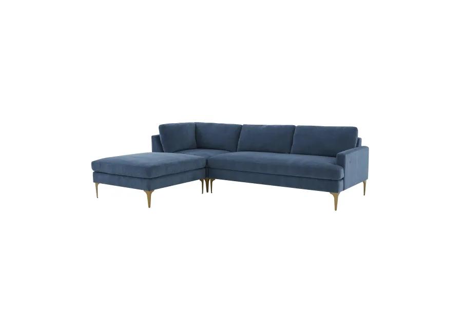 Serena Blue Velvet LAF Chaise Sectional