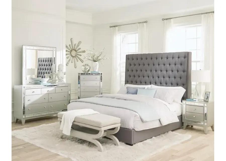 Snodland Tall Tufted Queen Bed Grey