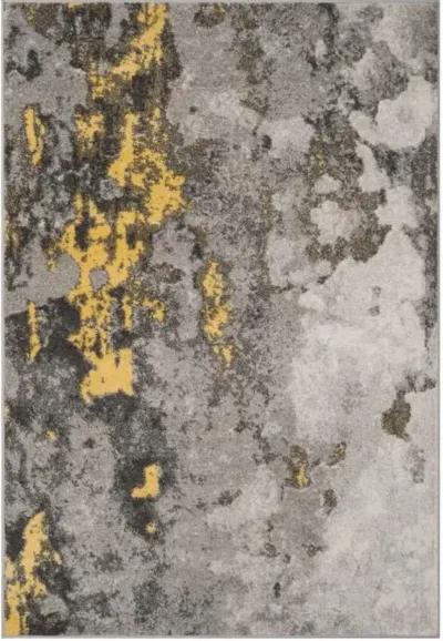 Adirondack Contemporary Grey / Yellow 5'-1" X 7'-6" Powerloomed Rug