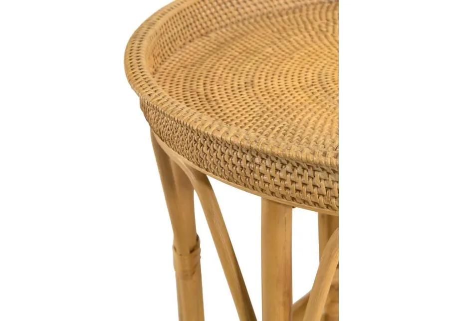 Antonio Round Rattan Tray Top Accent Table Natural