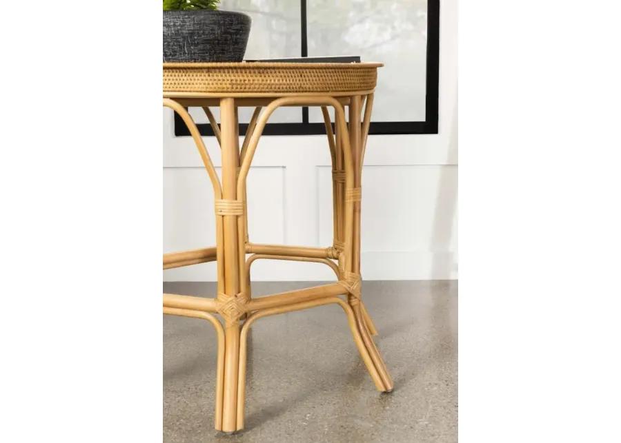 Antonio Round Rattan Tray Top Accent Table Natural