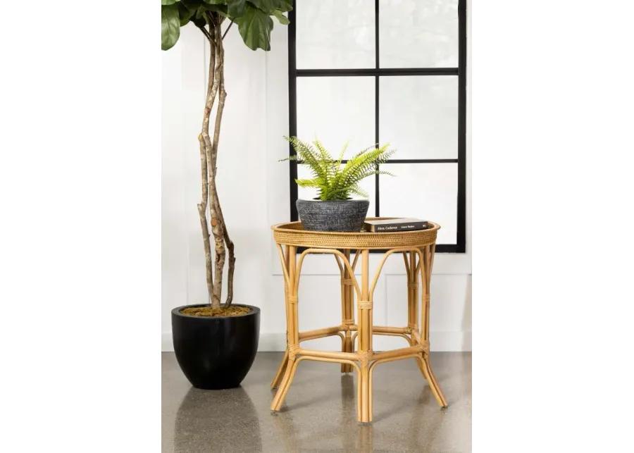 Antonio Round Rattan Tray Top Accent Table Natural