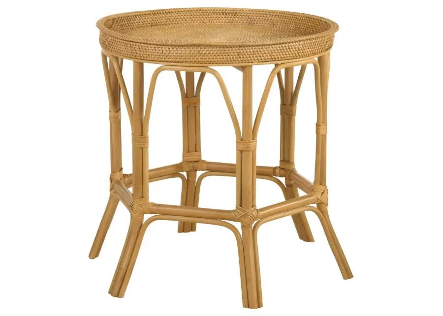 Antonio Round Rattan Tray Top Accent Table Natural