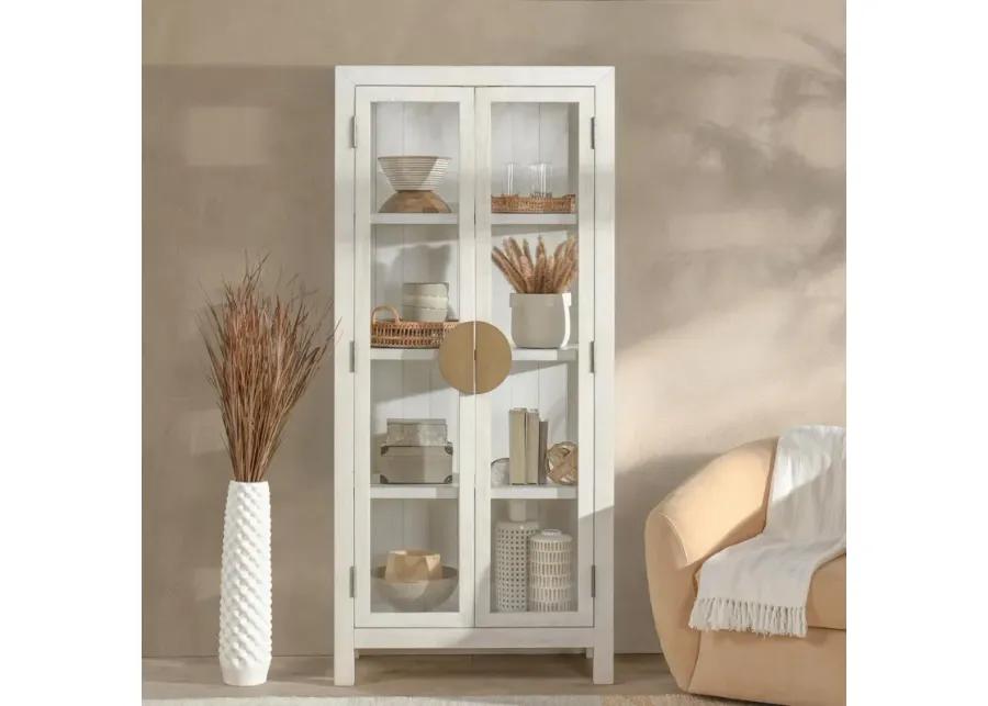 Milroy 80" Transitional Glass Curio Cabinet in White