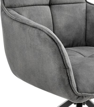 Noah Dining Room Accent Chair in Charcoal Fabric and Black Metal Legs