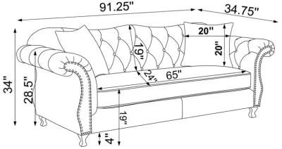 Frostine Upholstered Tufted Living Room Set Silver