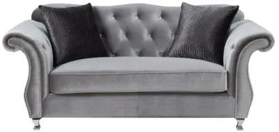 Frostine Upholstered Tufted Living Room Set Silver